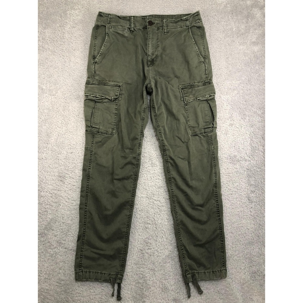 American Eagle Cargo Pants Mens 31x28 (Tag 31x32) Green Slim Distressed